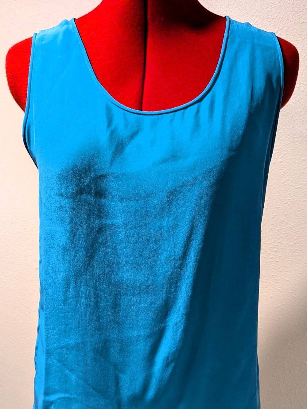 Vintage NWT 1990's Liz Claiborne Medium 100% Silk Teal Aqua Blue Tank Top